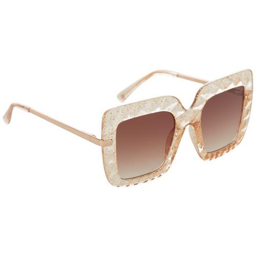 Betsey Johnson Womens Faceted Translucent Frame Sunglasses