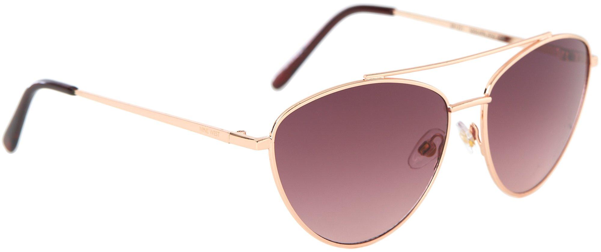 Nine West Womens Rose Gold Aviator Metal Frame Sunglasses
