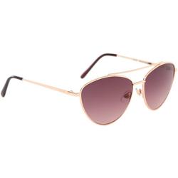 Womens Rose Gold Aviator Metal Frame Sunglasses