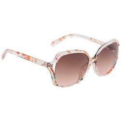 Womens Translucent Speckled Round Sunglasses