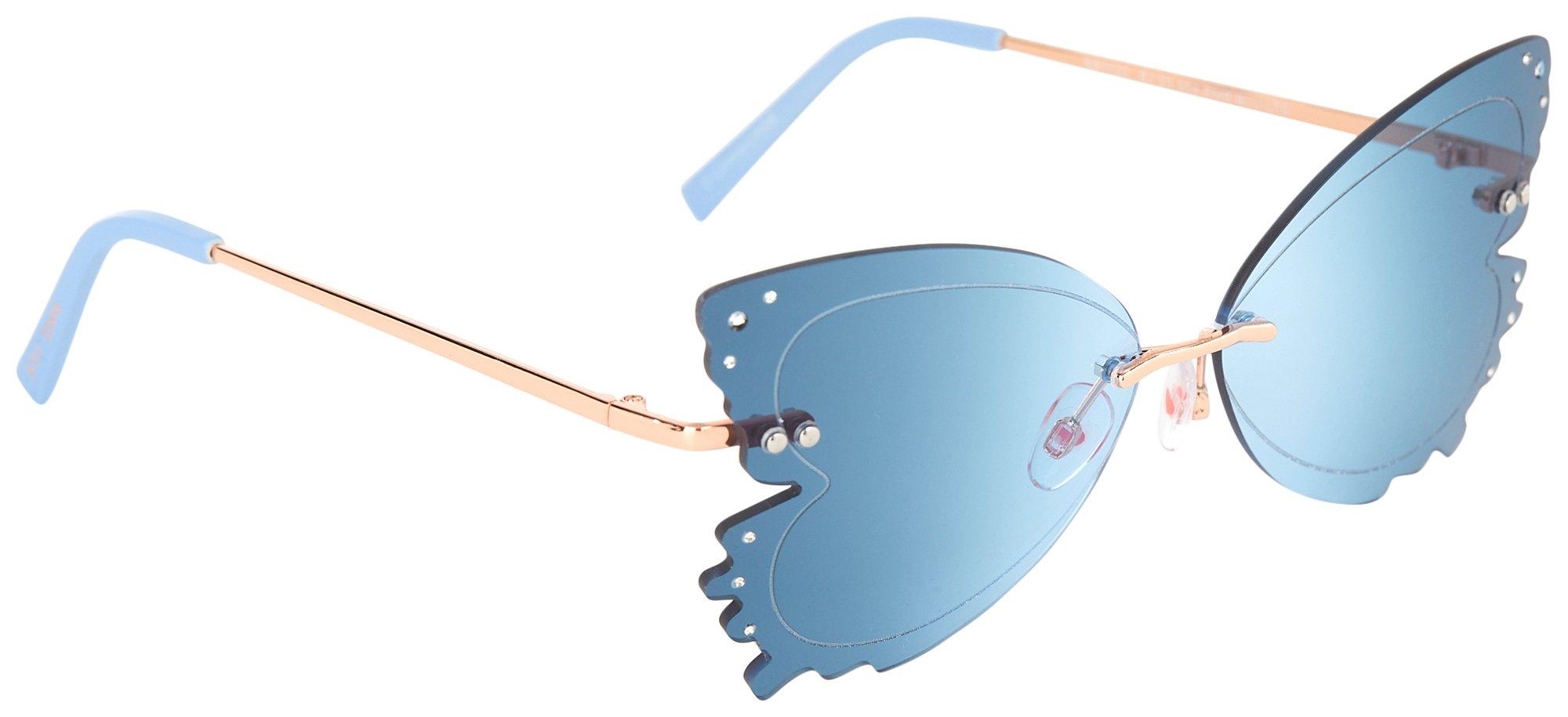 Womens Embellished Butterfly Wings Sunglasses