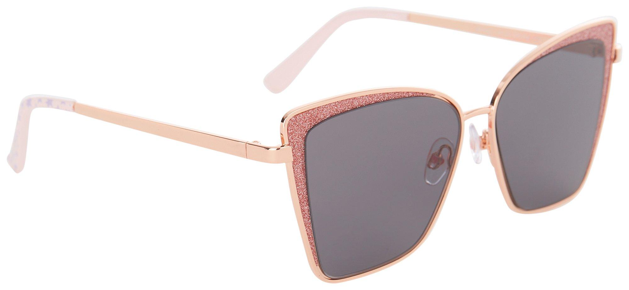 Betsey Johnson Womens Glitter Cateye Sunglasses