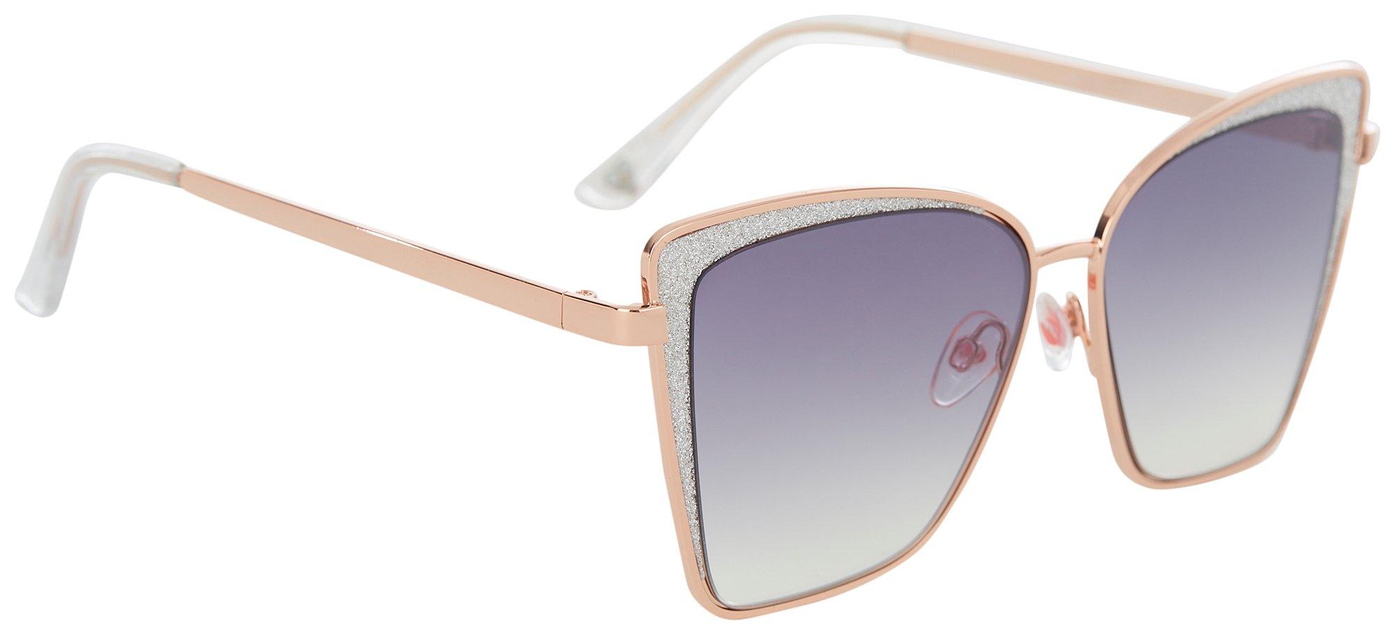 Betsey Johnson Womens Glitter Cateye Sunglasses