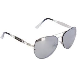 Womens Silvertone Mirrored Aviator Sunglasses