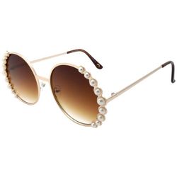 C&C California Womens Round Pearl Rimmed Sunglasses