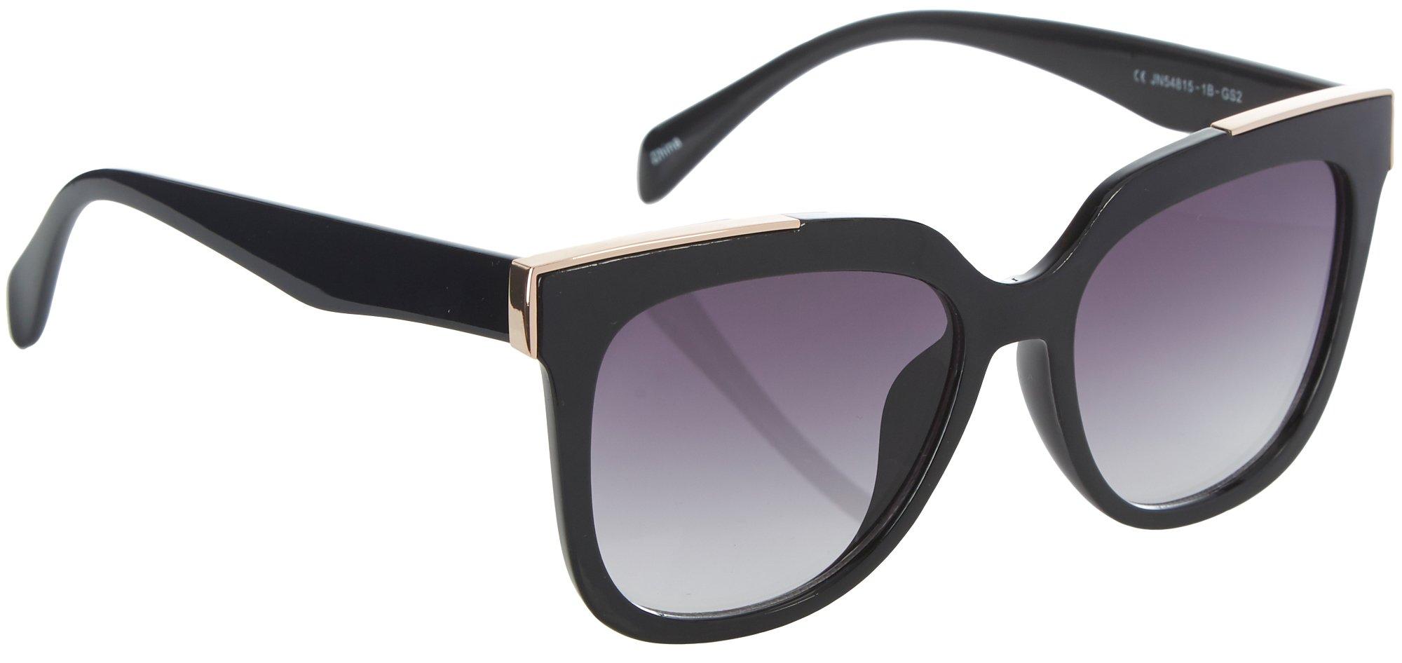 Womens Square Gold Tone Accent Sunglasses