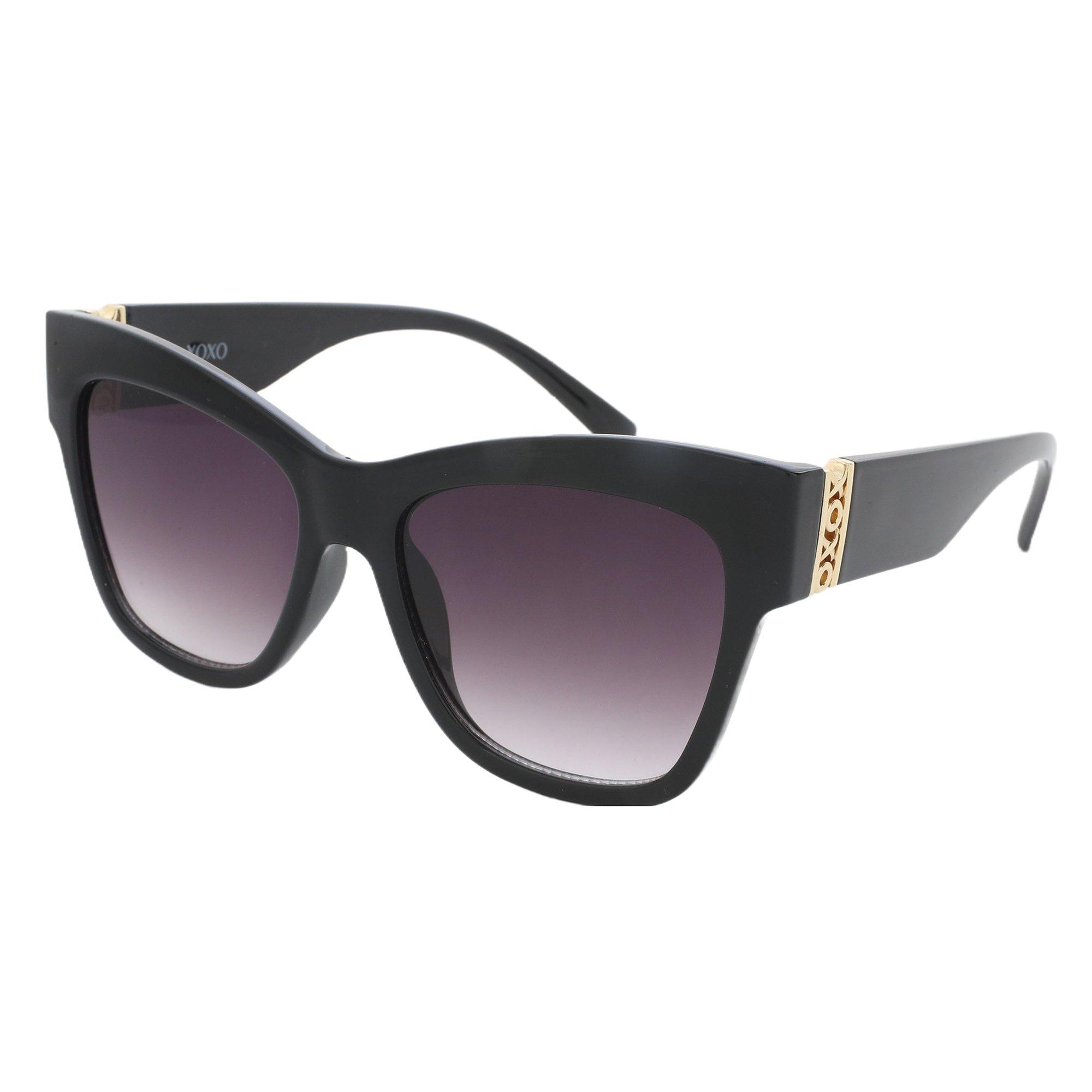 Womens Bold Cateye Solid Plastic Sunglasses