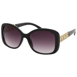 XOXO Womens Rectangular Solid Faux Link Sunglasses