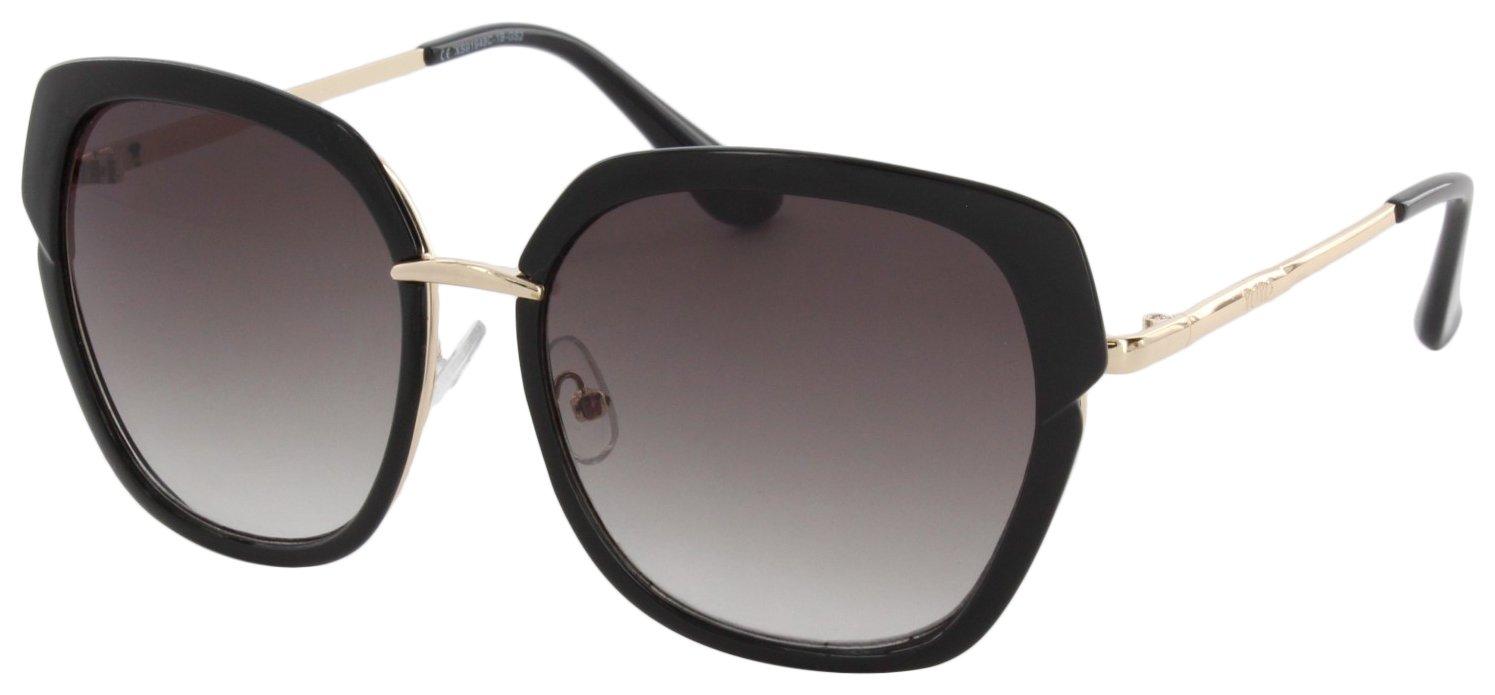 XOXO Womens Solid Plastic Gold Tone Stems Sunglasses