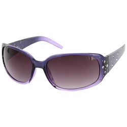 XOXO Womens Plastic Wrap Rhinestone Sunglasses