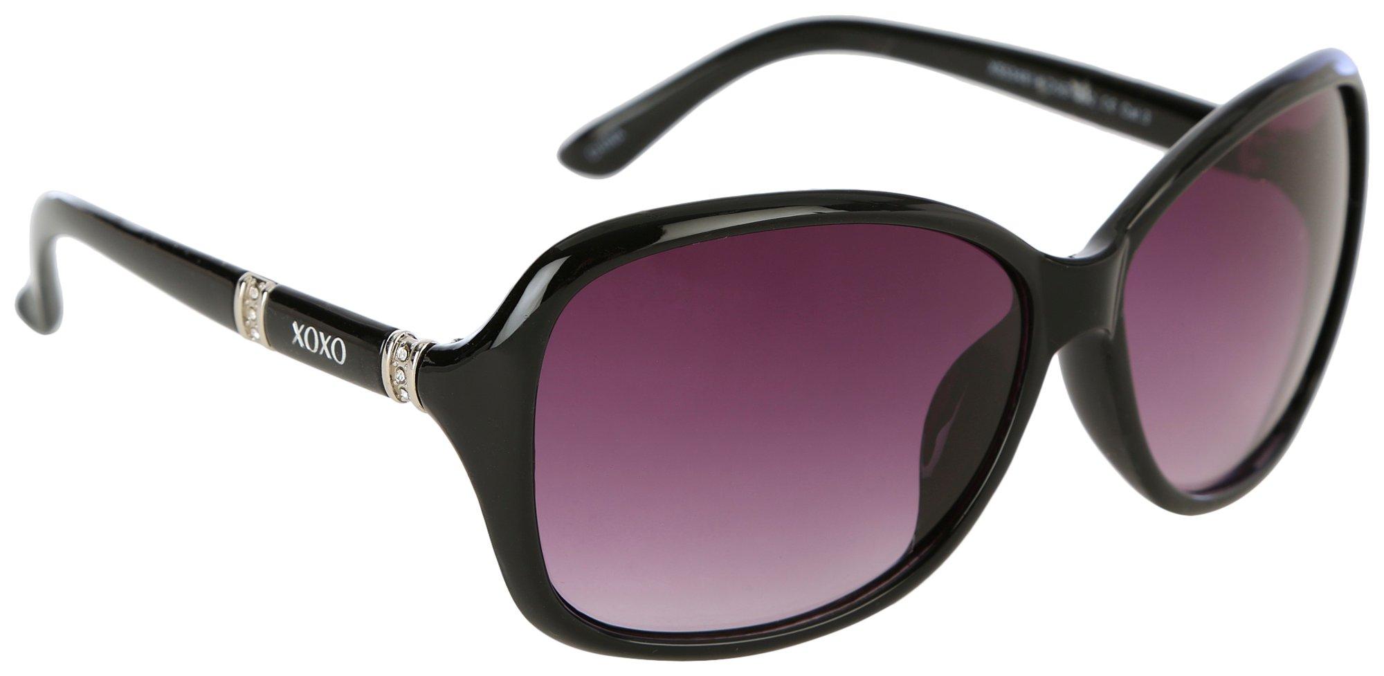 XOXO Womens Rectangular Jeweled Stem Sunglasses