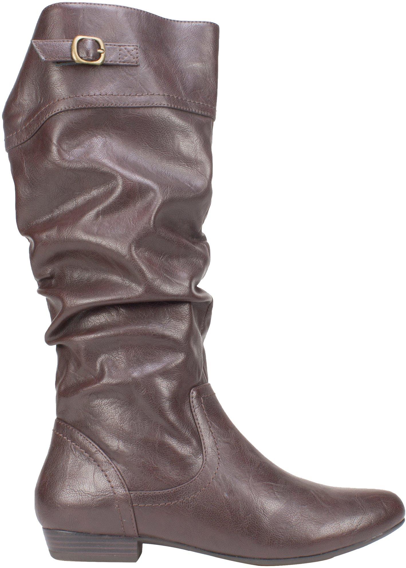 black calf length leather boots