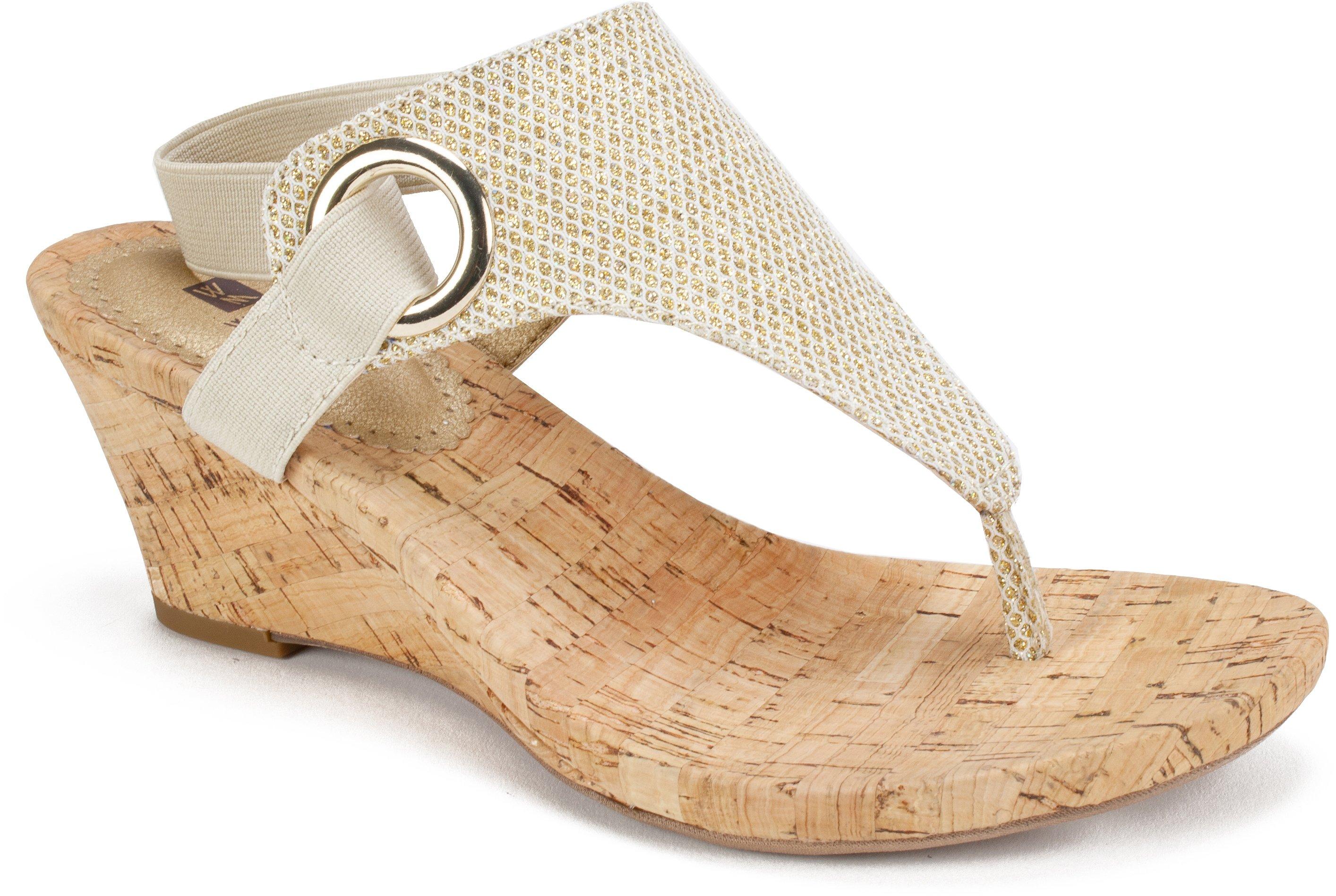 White Mountain Womens Single Ring Wedge Sandals