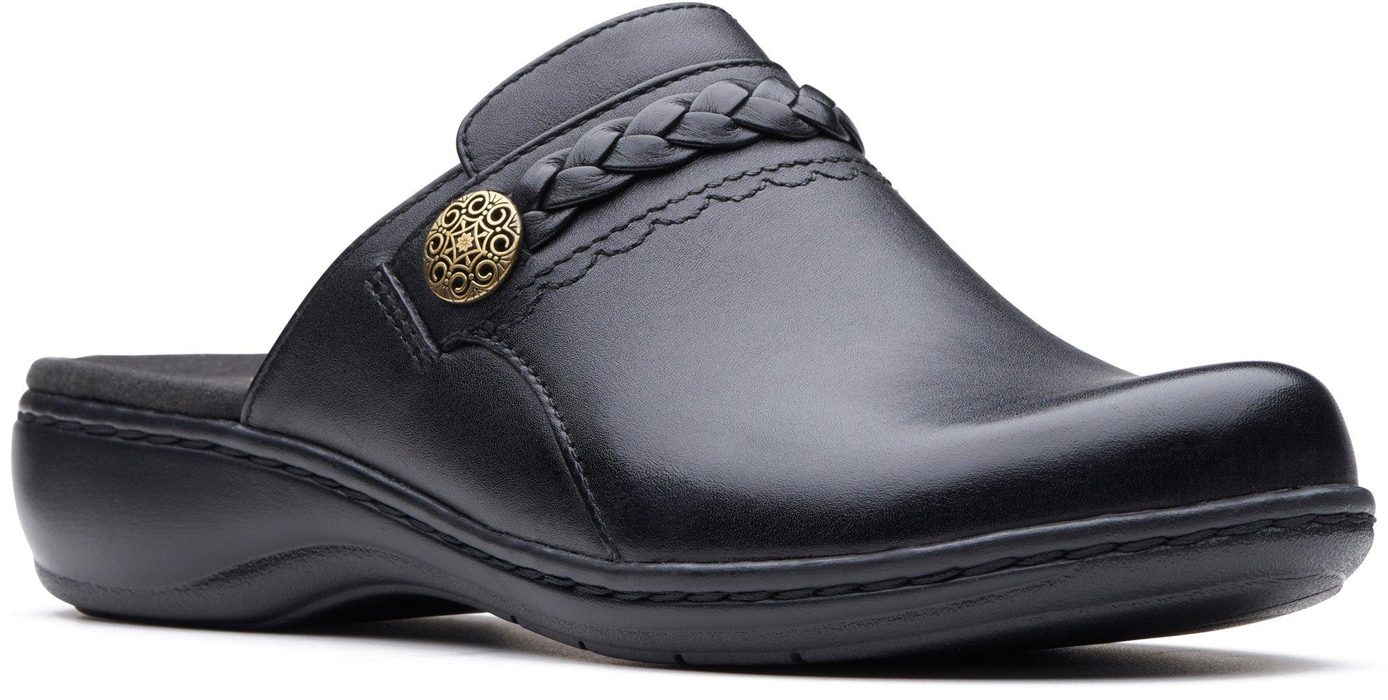 clarks black mules