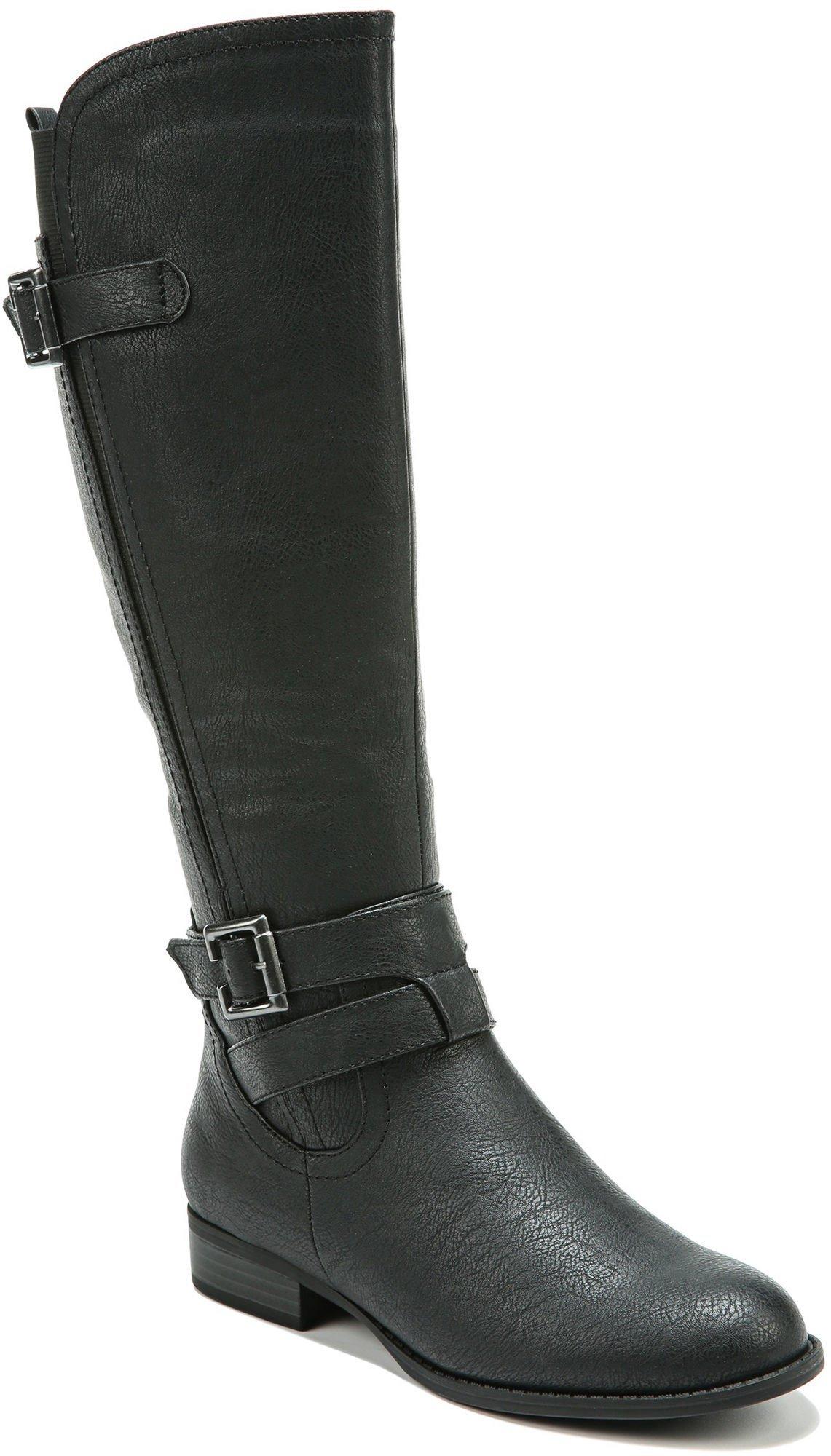 black wide calf boots