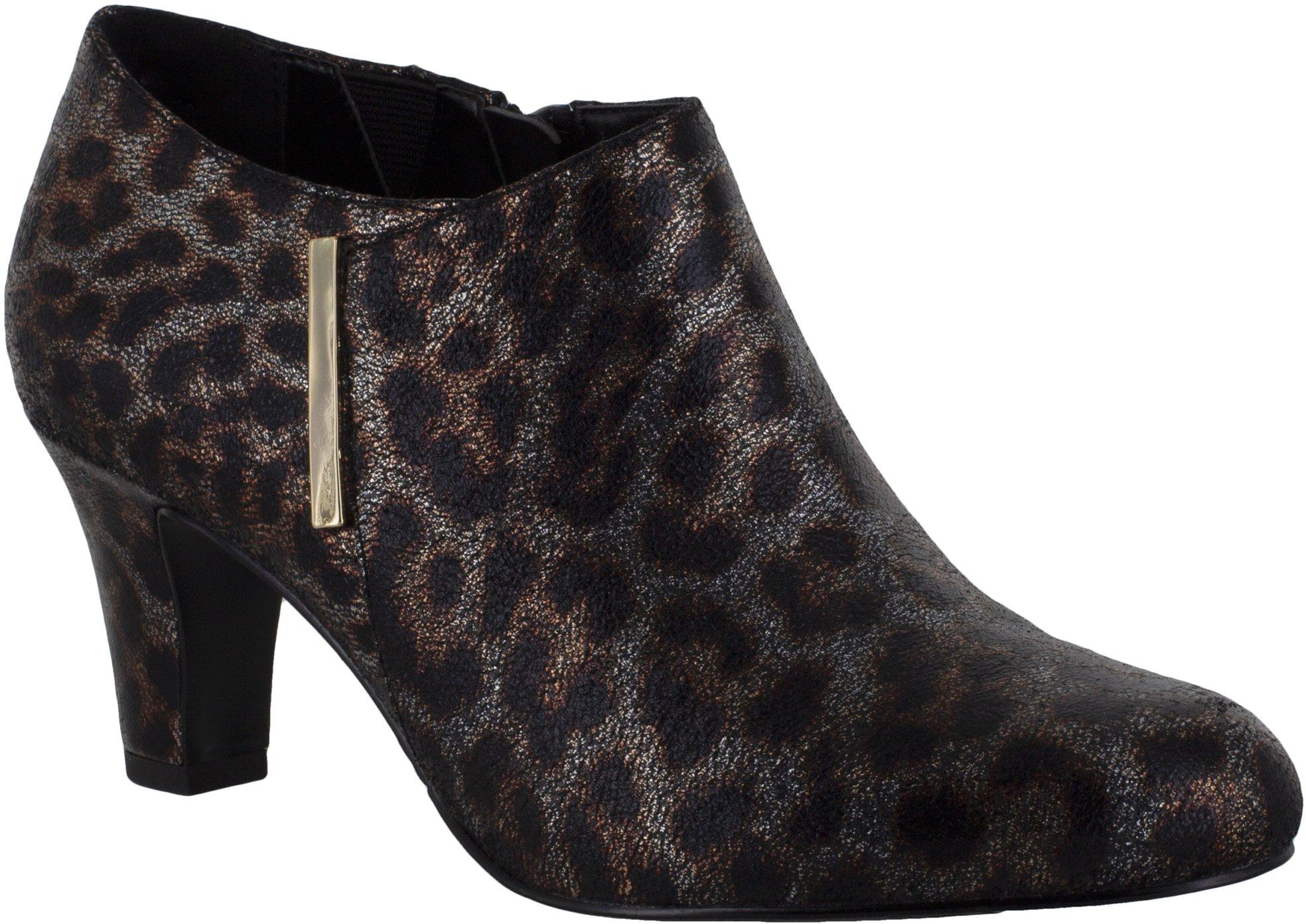 black and white leopard booties