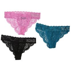 XOXO Juniors 3-Pc. Solid Color Lace Thong Panties Set