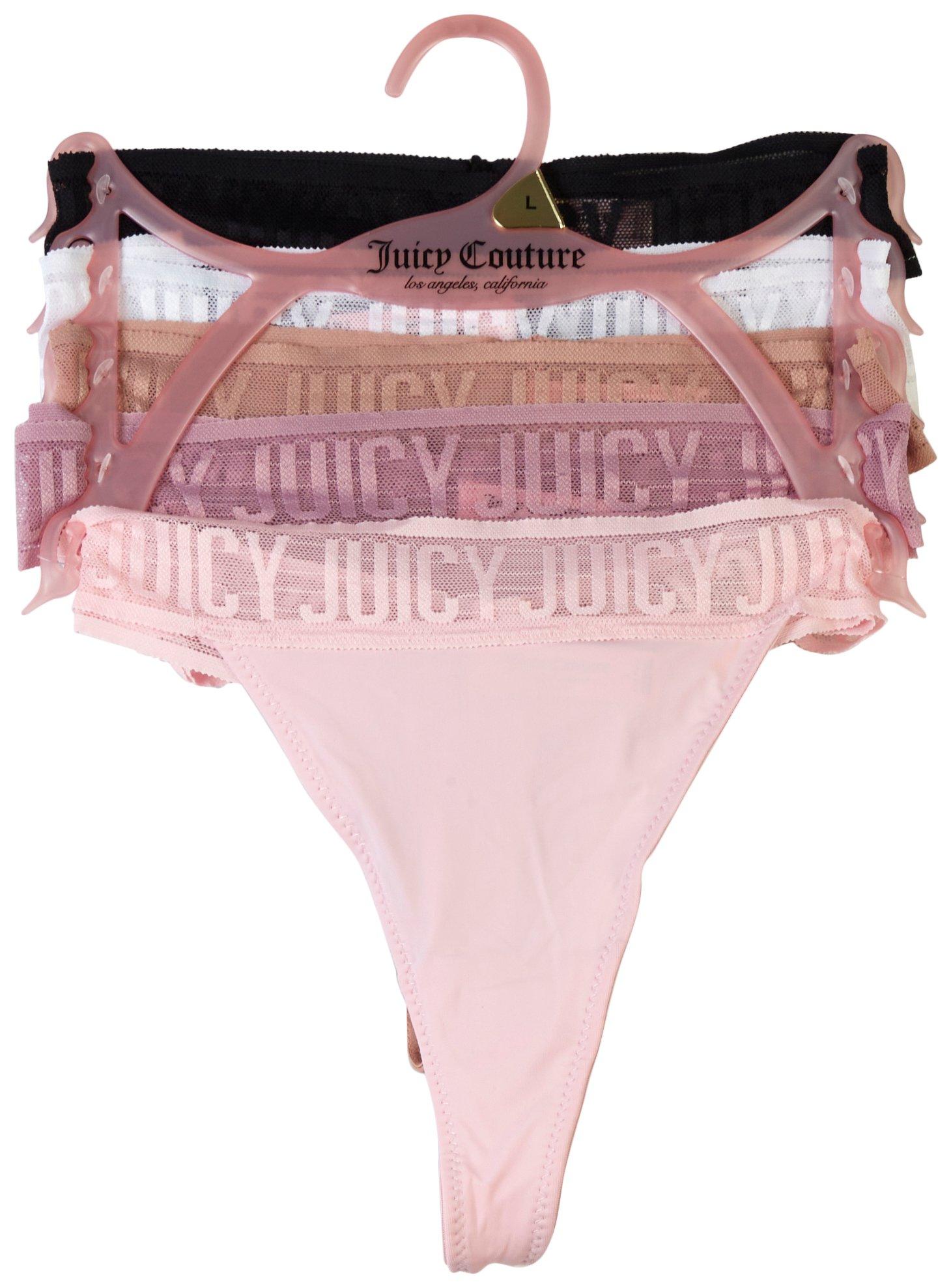 Juniors 5-Pc. Branded Mesh Waist Thong Set