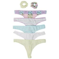 Juniors 7-Pc Paisley Thong Panties & Scrunchie Set