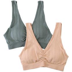 Juniors 2-Pc. Solid Cable Knit Wireless Bra Set