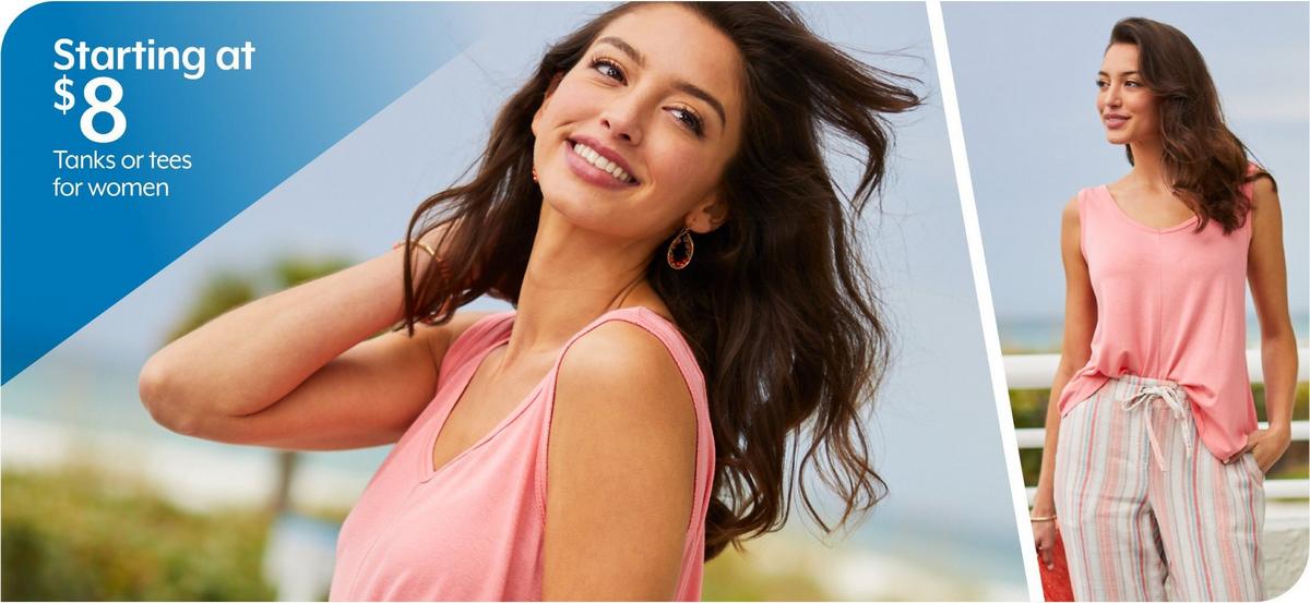 Starting at $8 tanks & tees for women
