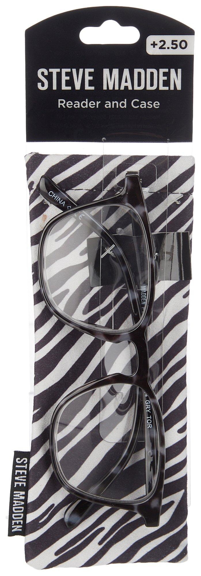 Womens Readers With Zebra Fabric Case