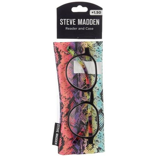 Steve Madden Womens Readers With Snakeskin Fabric Case