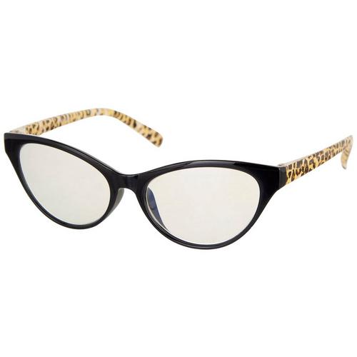 Betsey Johnson Womens Leopard Cateye Blue Light Glasses