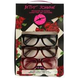 Womens 3-Pr. Retro Reading Glasses Set
