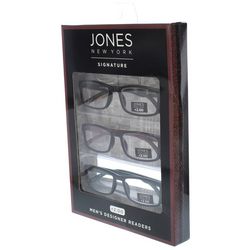 Jones New York Mens 3-pc. Rectangle Reading Glasses