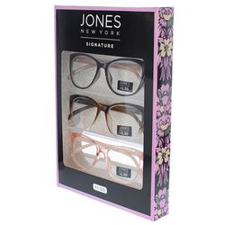 Jones New York Womens 3-Pc. Cateye Plastic Reading Glasses