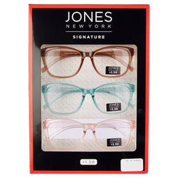 Jones New York Womens 3-Pc. Crystal Plastic Reading Glasses