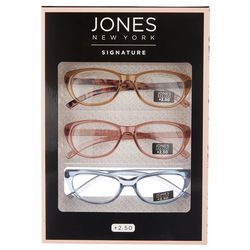 Jones New York Womens 3-Pc. Crystal Cateye Reading Glasses