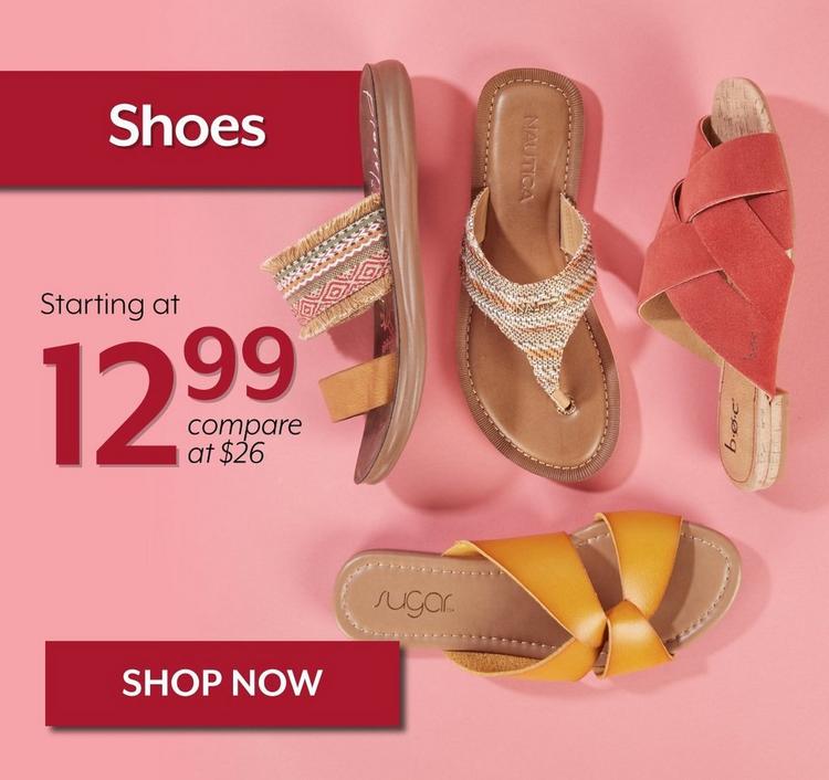 Shoes starting at $12.99, Shop Now!