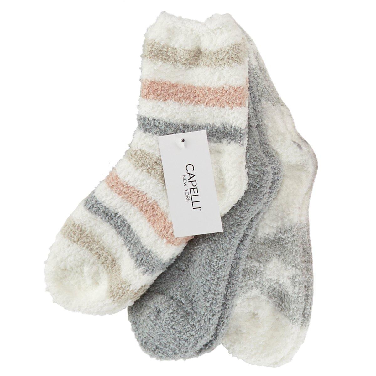 Capelli Womens 3-Pr. Star Plush Socks
