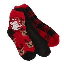 Womens 3-Pr. Reindeer Plaid Solid Plush Socks