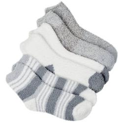 Womens 3-Pk Stripe Solid Cozy Slipper Socks