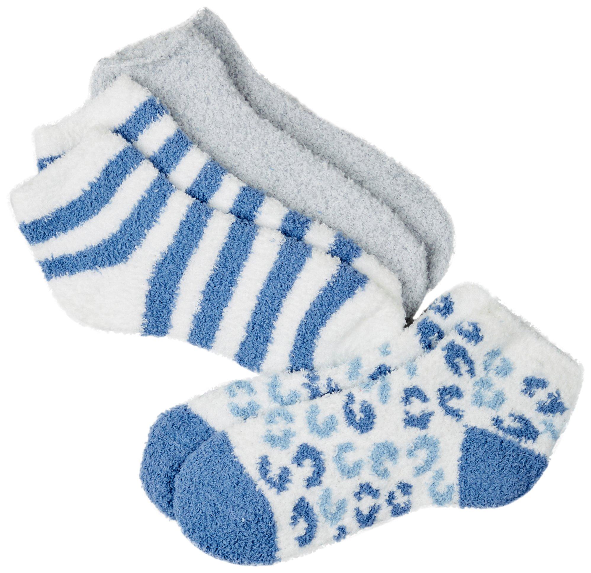 Capelli Womens 3-Pk Animal Stripes Solid Cozy Slipper Socks