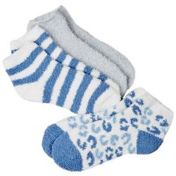 Womens 3-Pk Animal Stripes Solid Cozy Slipper Socks