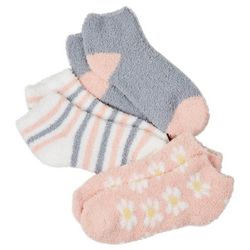 Capelli Womens 3-Pk Daisy Stripes Solid Cozy Slipper Socks
