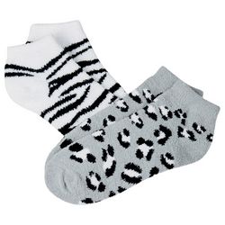 Capelli Womens 2-Pk Animal Print Cozy Slipper Socks