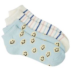 Capelli Womens 2-Pk Smilies Stripe Cozy Slipper Socks