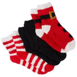 Capelli Womens 3-Pk Santa Cozy Slipper Christmas Socks