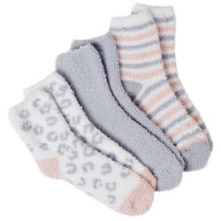 Capelli Womens 3-Pk Leopard Cozy Slipper Socks