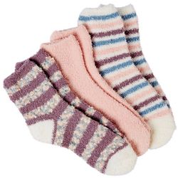 Capelli Womens 3-Pk Striped Cozy Slipper Socks