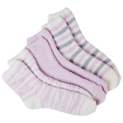 Capelli Womens 3-Pk Zebra Cozy Slipper Socks