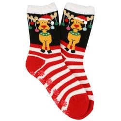 Womens Reindeer Print Slipper Socks