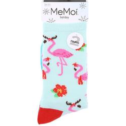 MeMoi Womens 2-Pr. Flamingo Reindeer Crew Socks