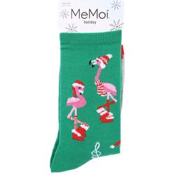 MeMoi Womens 2-Pr. Holiday Flamingo Palms Crew Socks