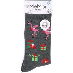 MeMoi Womens 2-Pr. Holiday Flamingo Gifts Crew Socks